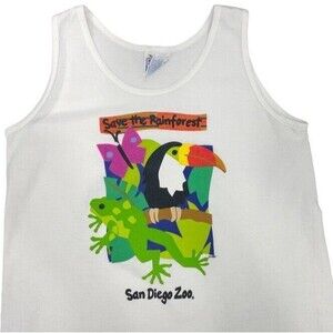 San Diego Zoo Save The Rainforest Tank Hanes Animal Park Souvenir 1990’s 99 Y2K